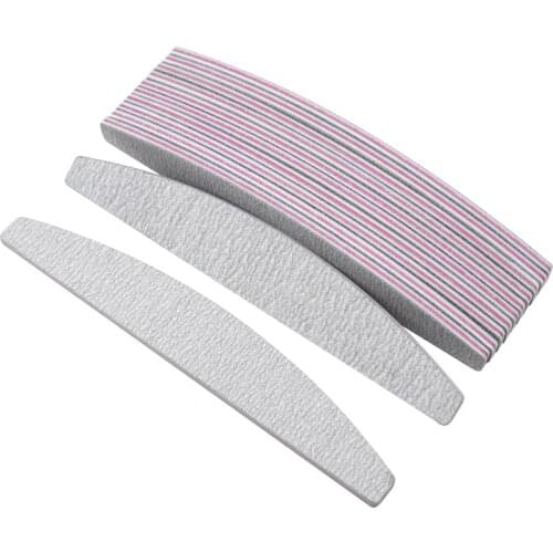 10Pcs Grey Nail File Nail Sanding File Buffing Polish Block Half Moon Strong Thick 100/180 Grits lime a ongle Manicure Nail Tool
