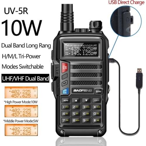 BaoFeng UV-5R 10W/8W Walkie Talkie Radio Station Comunicador UV5R Ham Transceiver Dual Band Intercom Handheld FM Transceiver