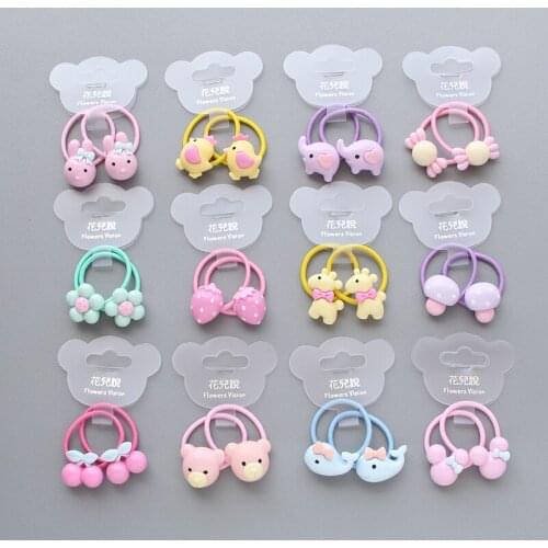 2 pieces Cute Dolphin Strawberry Princess Headwear Elastic Hair Band Girl Sparking Mini Headdress Tie Gum Ropes Hair Accessories