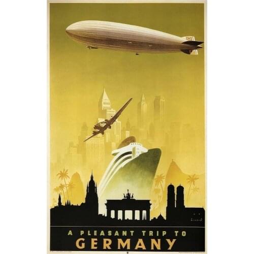 Pleasant trip to Germany 1936 -METAL TIN SIGN POSTER WALL PLAQUE