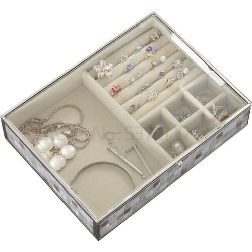 Jewelry storage box high grade small exquisite light luxury European Glass Ring Earring Earring Jewelry Box