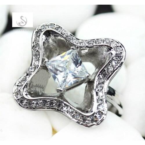 SHUNXUNZE Christmas Gifts Wedding Rings Jewelery For Noble Women Hyperbole White Cubic Zirconia Rhodium Plated R448 size 6 7 8