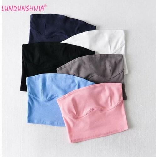 LUNDUNSHIJIA 2021 Summer Women Crop Tops Candy Colors Cotton Ribbed Top Streetwear Sleeveless Tube Top Feminino 6 Colors