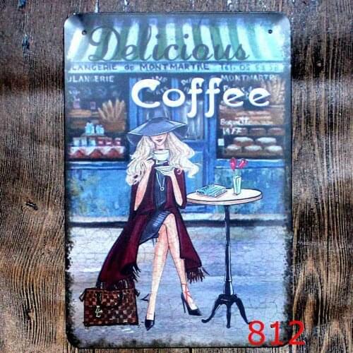 Delicious Coffee Novelty Parking Retro Metal Tin Sign Plaque Poster Wall Decor Art Shabby Chic Gift