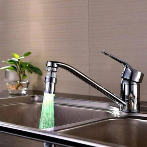 360 Degree Free Rotate Swivel 3 Color LED Tap Faucet Temperature Sensor Shower Stream Tap aerator for kitchen