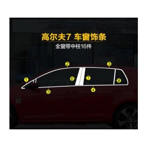 High-quality Car styling stainless steel Strips Car Window Trim Decoration Accessories For 2013-2018 Golf 7 Golf 7.5