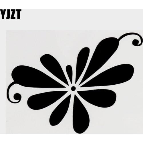 YJZT 13.2CM×10.3CM Creative Flowers Decal Plant Vinyl Car Sticker Black/Silver 18B-0151