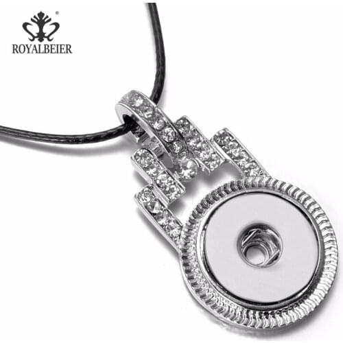 RoyalBeier Love Lock Snap Buttons Pendant Necklaces Fit 18mm Snaps DIY Leather Necklace Charms Jewelry For Women Collier