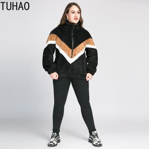 TUHAO Autumn Winter Women Mother Casual Fleece Plus Size 8XL 7XL 6XL Pullover Sweatshirt Women Thickened Plus Velvet TOP WM21