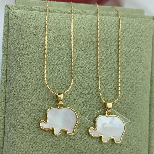 New Elephant Pendant Necklace Metal Mother of pearl Shell For Women 2021 Statement Fashion Gift Jewelry