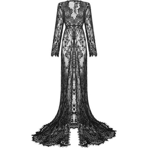 Women Sexy lace Dress Summer dress Lace Long Sleeve Mini Dresses Female Lace Beach Sundress Gothic