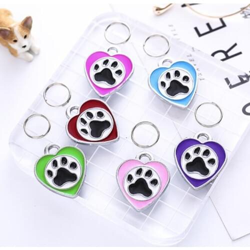 Dog Tags Cat Puppy Pet ID Name Dog Collar Tag Pendant Engraved Heart Paw Pet Accessories Random Color