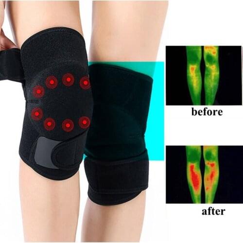 1 Pair Self-Heating Knee Support Adjustable Tourmaline Magnetic Therapy Knee Pad Sleeve Arthritis Brace Protective Belt