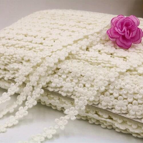 15Yard White Cotton Flower Embroidered Lace Edge Trim Ribbon Applique Sewing Craft For Crochet Wedding Bridal Dress Clothes