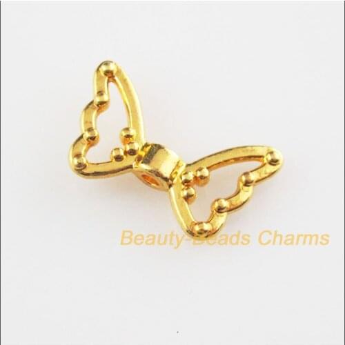 30Pcs Gold Color Animal Butterflys Wings Spacer Beads Charms 11x18mm