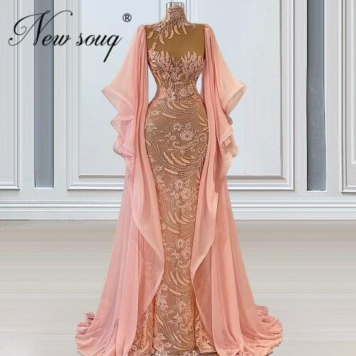 Arabic Dubai Beading Evening Dresses 2021 Custom Made Long Embroidery Prom Dress Plus Size Weddings Party Dress Robes De Soiree