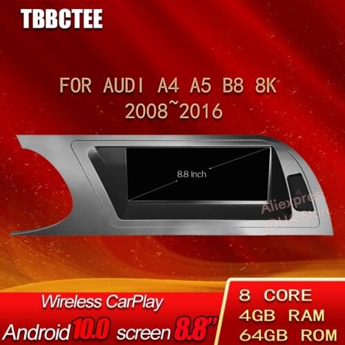 For Audi A4 A5 B8 8K 2008~2016 Android 10 Wireless CarPlay 4+64GB Car Multimedia Player MMI 2G 3G GPS Navigation Touch Screen