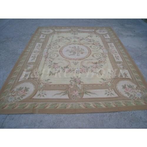 Free shipping 8'x10' French Aubusson rug, hand woven woolen aubusson carpet, New Zealand woolen rug