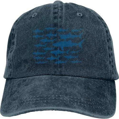 Baseball Caps Mens Womens Ocean Shark Fish Denim Casquette Trucker Hat Snapback