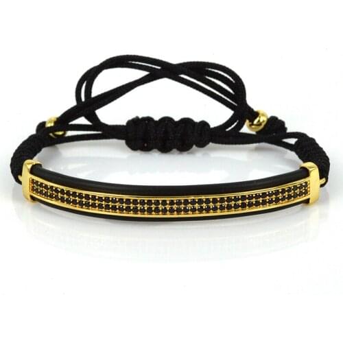 Anil Arjandas Bracelets Jewelry Leather Bracelets Gold Color& Micro Pave CZ Protecting Riviere Macrame Bracelets for Men ZZB-37