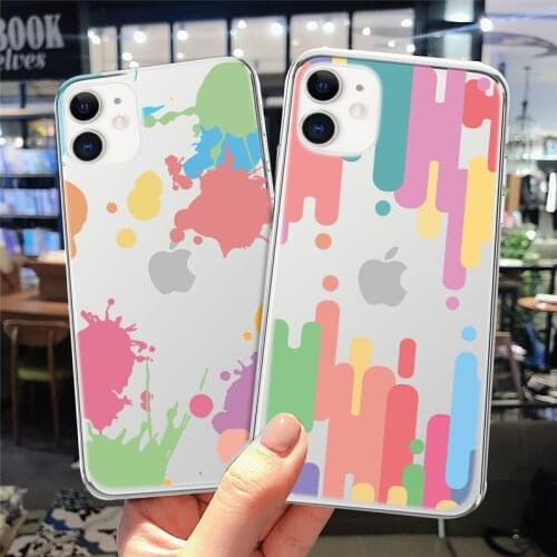 Colorful Printed Case For iPhone 12 11Pro Max 5 5s SE 6 6s 7 8 Plus 12 Mini X XR XS Max SE2020 Soft Camera Protection Back Shell