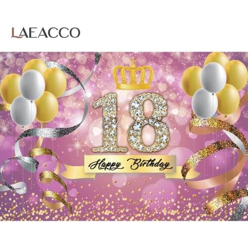 Happy Sweet 18th Birthday Party Decor Balloons Shiny Polka Dots Family Celebration Poster Photo Background Photographic Backdrop