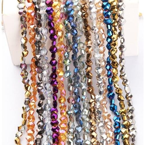 Czech Crystal Plated Beads Hexagonal Shape 6/8mm Faceted Glass Loose Beads Flat Bottom Needlework Accessories For Jewelry