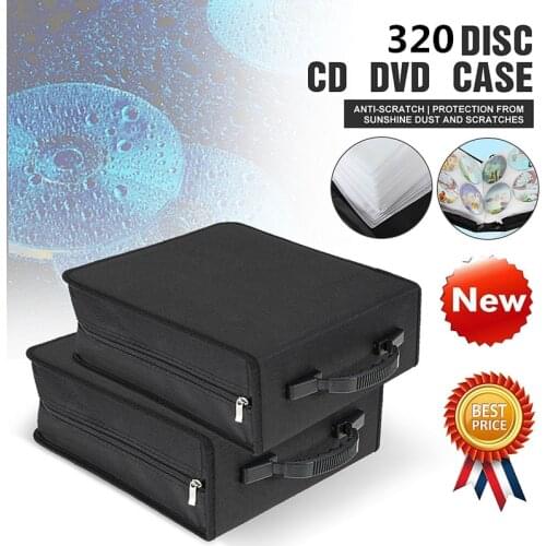 KINCO 320 Pcs CD DVD Dics Media Storage Cover Portable Carry Sleeve Hard Bag Case Wallet Holder Box w/Zipper Universal Sleeves