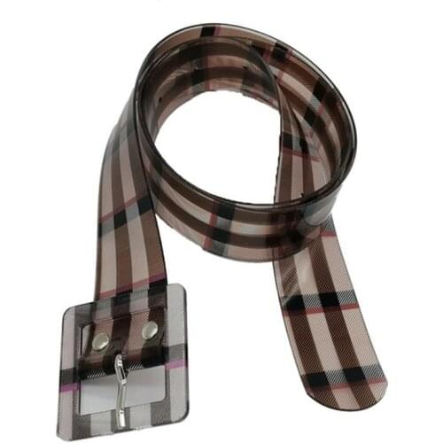 Checkerboard Plaid Belt Transparent Belt Fashion Clear Waist Belts For Women Retro Jeans Dress Ladies Belt