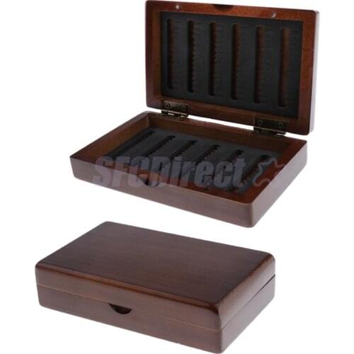2Pcs Retro Vintage Easy Grip Slit Foam Insert Wooden Fly Fishing Box Hook Baits Flies Storage Case