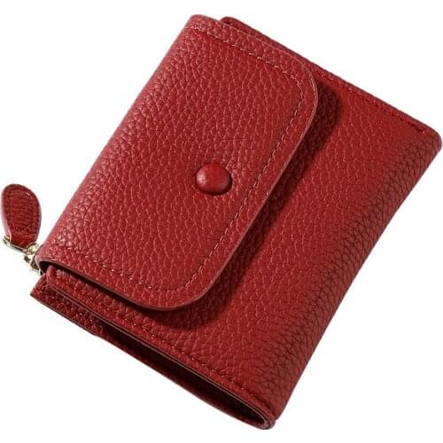Womens 2 Fold Wallet Leather Short Purse Ladies Girls Card Holder Clutch Bag Solid Color New