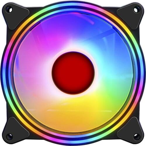 COOLMOON 120mm PC Computer Case Fan Ultra Silent RGB Cooling Fan 12V Large 4 Pin Cooler Heatsink Radiator for Computer Chassis