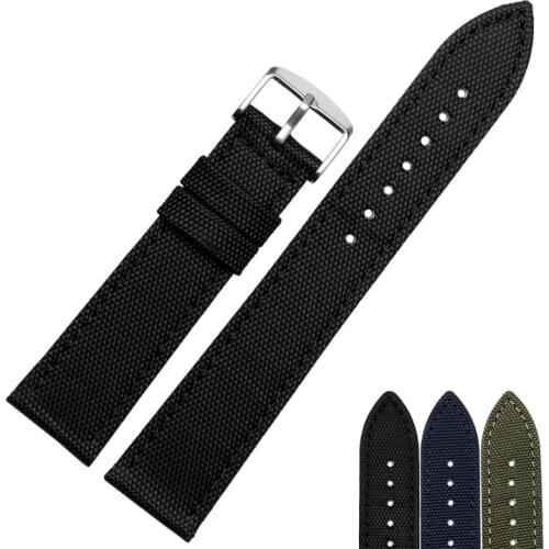 HOT Selling High quality New Arrival Canvas Genuine leather inner Watchband Canvas Two Parts Watch Strap 18mm 20mm 22mm 24mm