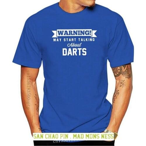 Warning May Start Talking About Darts Mens T-shirt Top Harajuku Short Sleeve Shirt