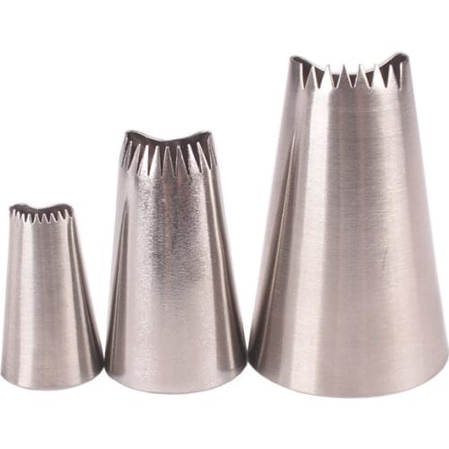 Lotus Leaf Decorating Mouth 3-Piece Set 3PCs Stainless Steel Baking Cream Decorative Cake Tools Large, Medium and Small