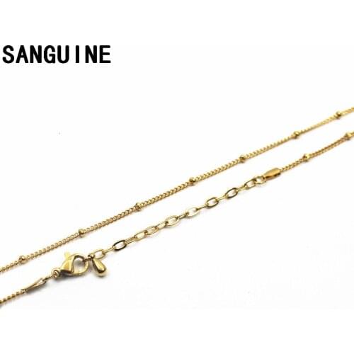 Newest 5pcs/lot Stainless Steel Bead Chains Lobster Clasp Necklace 45+5cm Chains Jewelry For Floating Locket Women Necklace