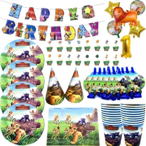 Disney The Lion Guard Disposable Tableware Kids Birthday Party Decor Set Banner Straw Napkin Cup Plate Party Supplie