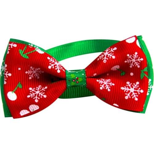 Limited Selling Multi Patterns Pet Bow Tie Necktie Collar With Snowflakes Patterns For Christmas Puppy Dogs Cats Party Supply