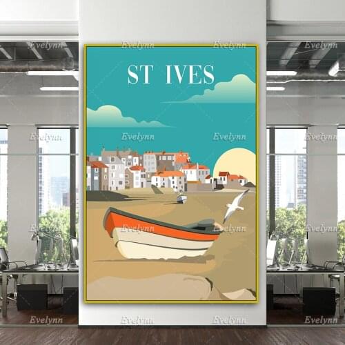 St Ives Travel Print, St Ives Travel Poster,Cornwall Travel Print,Cornwall Travel Poster,Home Decor Canvas Wall Art Prints Gift