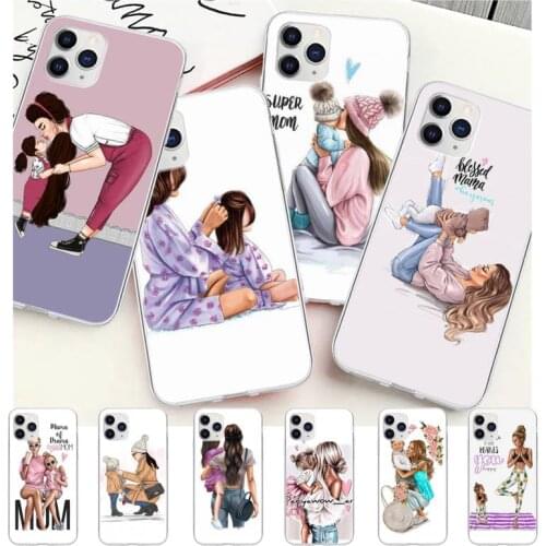 Black Brown Hair Baby Mom Girl Son Transparent Phone Clear Case For Samsung Galaxy A51 A71 S20 S10e S8 S7 S9 S10 Plus