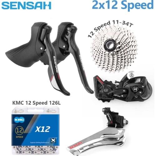 SENSAH 2*12 Speed Carbon Fiber Road Bike Shifter Lever Rear Derailleur Bicycle Cassette Flywheel KMC X12 Chain for 5800 R7000