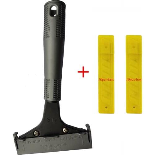 1PC Flooring Scraper + 20PCS Blades For Ceramic Paint Adhesive Auto Sticker Old Glue Remover Squeegee Window Tints Tool E29+20M