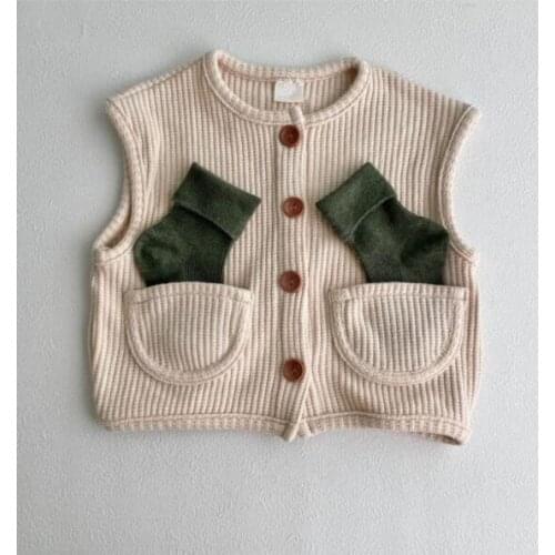 Vest Outerwear Sleeveless Solid Pullover Cotton New Fashion Warm Cute Simple Comfortable Spring Autumn Kids Unisex