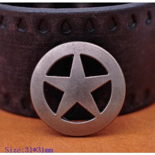 10PCS 31 MM ANTIQUE SILVER WESTERN COWBOY ROCK STAR LEATHER CRAFT BUTTON DECORATION RIVET BACK HORSE SADDLES