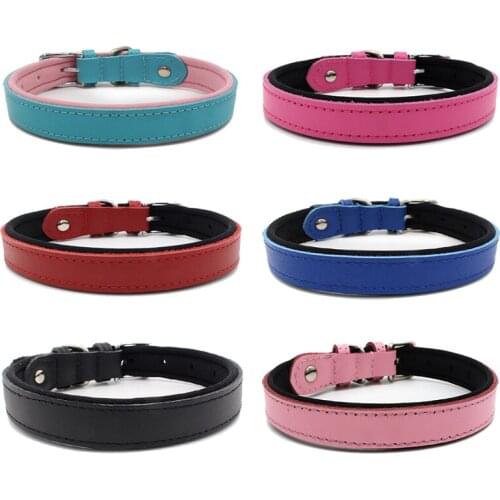 100% High Quality Dog Collars 3 Sizes 6 Colors Genuine Leather Diving Waterproof Leather Small Dog Puppy Pet Collars