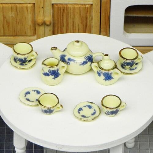 11/6/3Pcs 1:12 Dolls House Miniature Mugs Dish Cups Pot Set Direction Furniture Toys Coffee Tea Cups Dollhouse Accessory