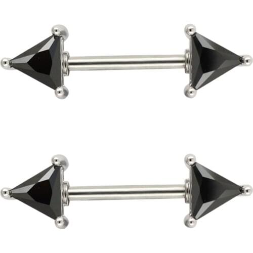 JHJT 2PCS Nipple Rings 14G 316L Surgical Stainless Nipple Barbell Shied Piercing Men Women Body Jewelry