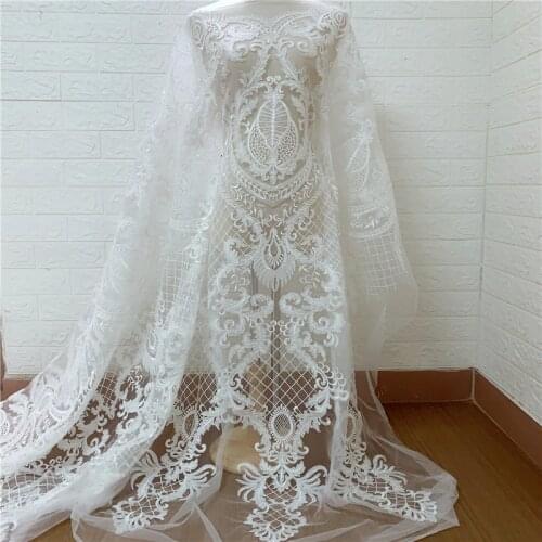 2020 LFY New Style Gorgeous Off white Corded Guipure Mesh Afrian Nigerian Bridal Wedding dress French Chantilly lace fabric