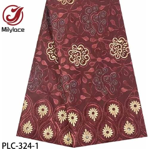 2020 High Quality Swiss Voile Lace In Switzerland Nigerian Dry Cotton Lace Fabric with Stones for Party PLC-324