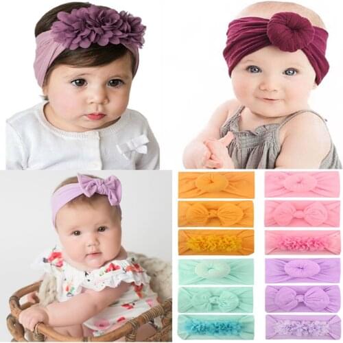 3Pcs Baby Girl Elastic Flower Headband Rubber Children Baby Nice Hair Rubber Headwear Skinny Stretchy Bowknot Flower Hair Band
